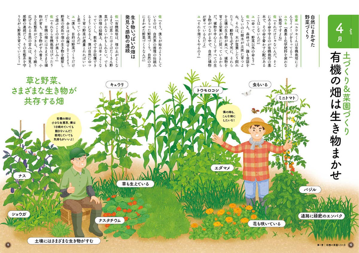 自然のチカラで育つ野菜づくり！有機の菜園12か月』いのちのつながりを